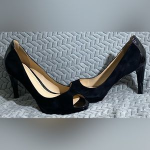 Cole Haan Black  Patent Leather Peep Toe Air Heels Pumps Womens Size 8.5B